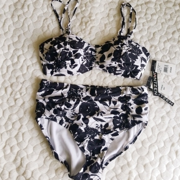 Jantzen Other - NEW swimsuit high waisted bikini floral black
